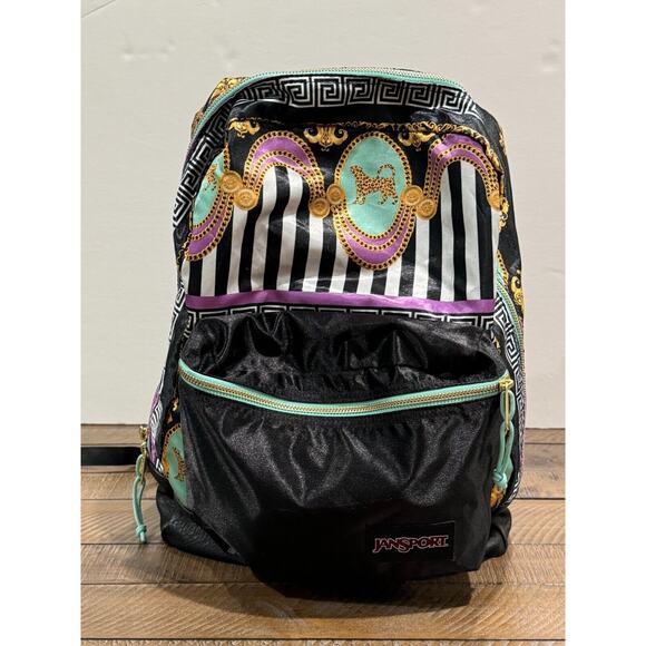 Jansport Backpack Super Livin Lavish leopard Print Satin look Luxe Glam Chains - Picture 1 of 11